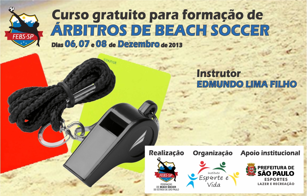 Curso gratuito para formação de árbitros de beach soccer