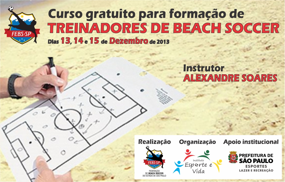 Curso gratuito para formação de treinadores de beach soccer