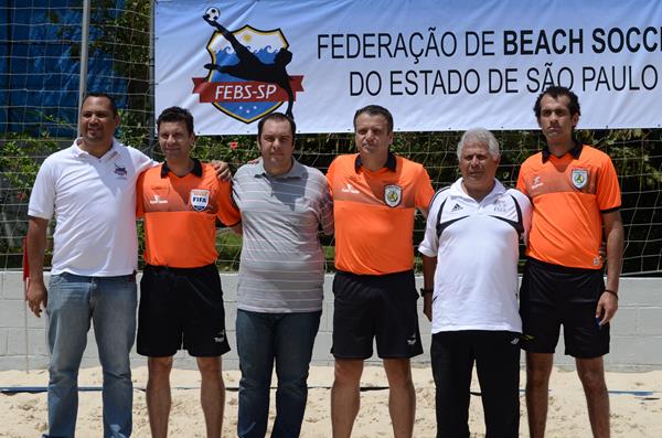Presidente da FEBS-SP, ao lado de Renato de Carlos (árbitro FIFA), Douglas D'andrea, Wagner Rizo (árbitro CBF), Edmundo Lima Filho e João Paulo Januário (árbritro CBF)